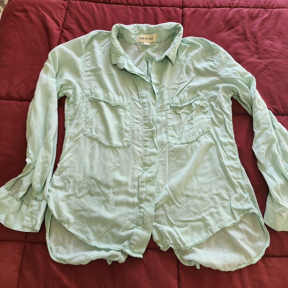 Cloth & Stone Women’s Small Mint Green Button Up Long Sleeve Top Anthropologie